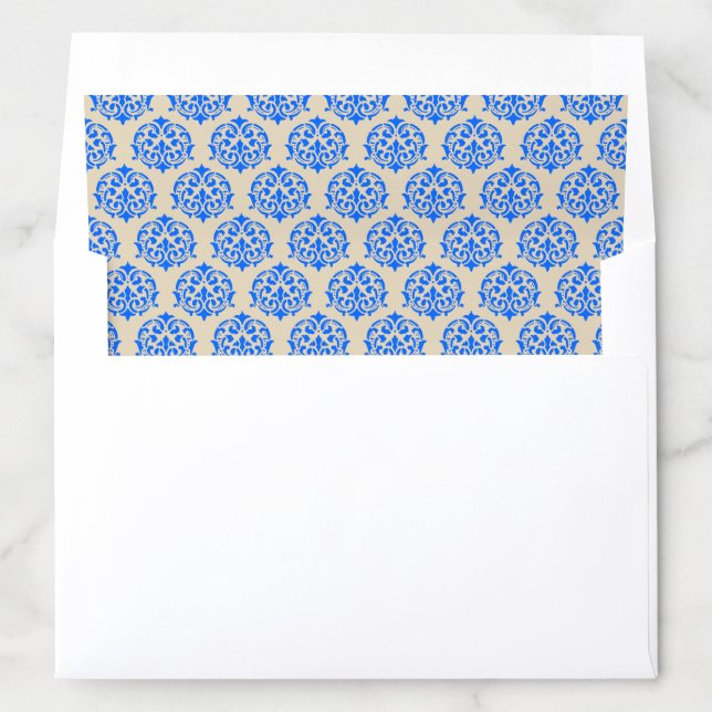 Royal Blue Damask Pattern Wedding Envelope Liner (In Envelope)