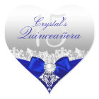 Royal Blue Damask & Pearl Bow Quinceanera Sticker
