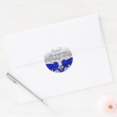 Royal Blue Damask & Pearl Bow Quinceanera Sticker (Envelope)