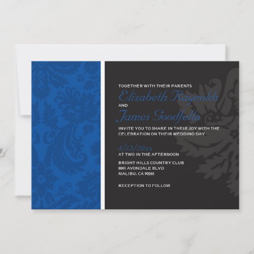 Royal Blue Damask Wedding Invitations