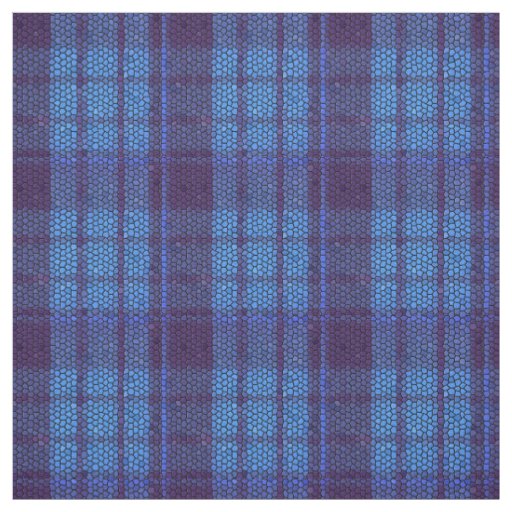 Royal blue, dark blue, black mosaic plaid fabric