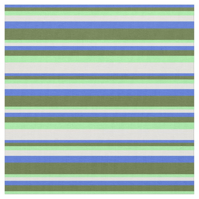 Royal Blue, Dark Olive Green, Green & Light Yellow Fabric (Close Up)