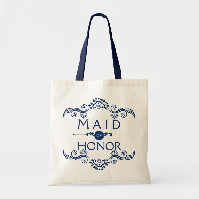 Royal Blue Decorative Frame Maid Of Honor Tote Bag (Front)