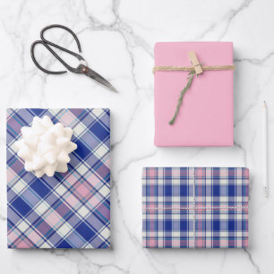 Royal Blue, Denim, Periwinkle... Tartan Plaid Wrapping Paper Sheets