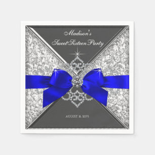 Royal Blue Diamond Bow Napkins