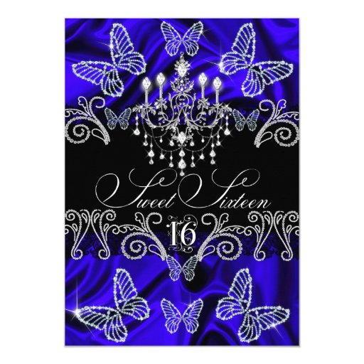 Royal Blue Sweet 16 Invitations 5