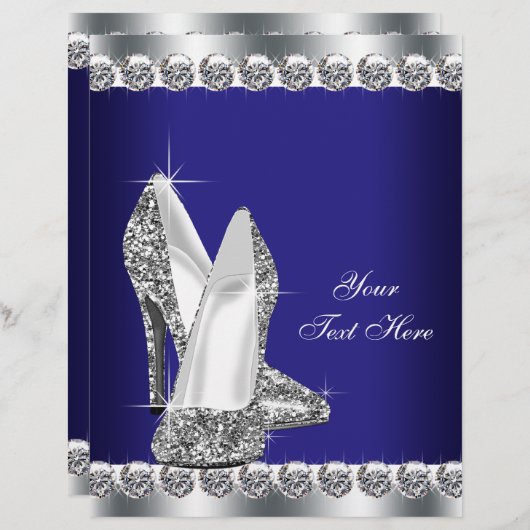 Royal Blue Diamond Glitter High Heel Shoe (Front/Back)