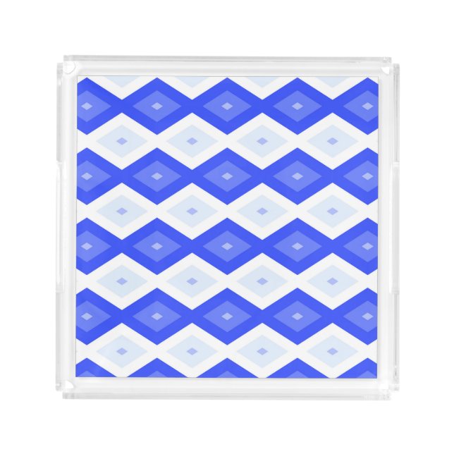 Royal blue diamond pattern acrylic tray (Front)