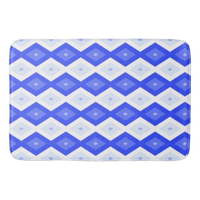 Royal blue diamond pattern bath mat (Front)