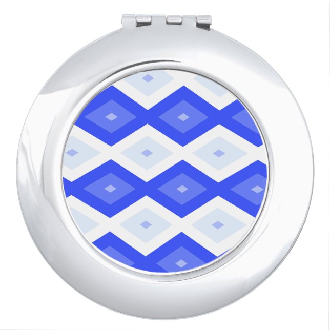 Royal blue diamond pattern compact mirror (Front)