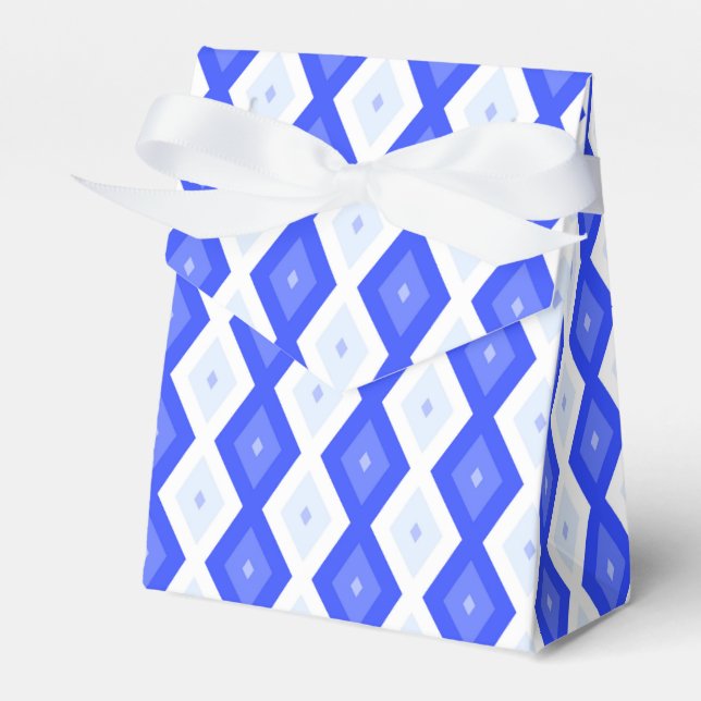 Royal blue diamond pattern favor boxes (Front Side)