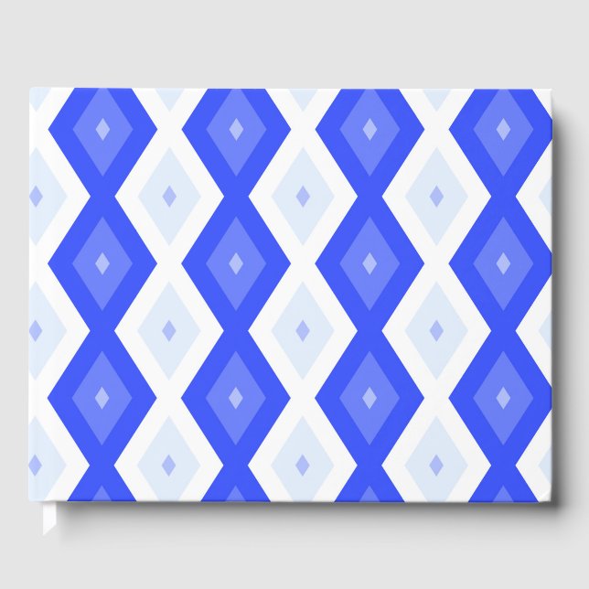 Royal blue diamond pattern guest book (Front)