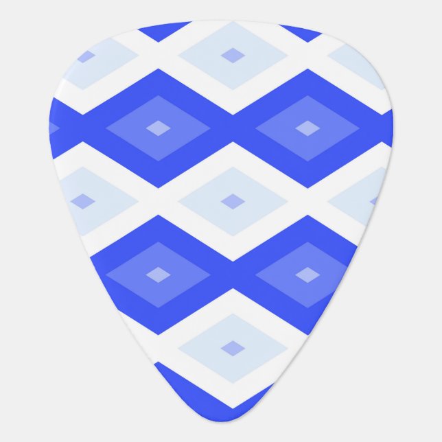Royal blue diamond pattern guitar pick (Front)
