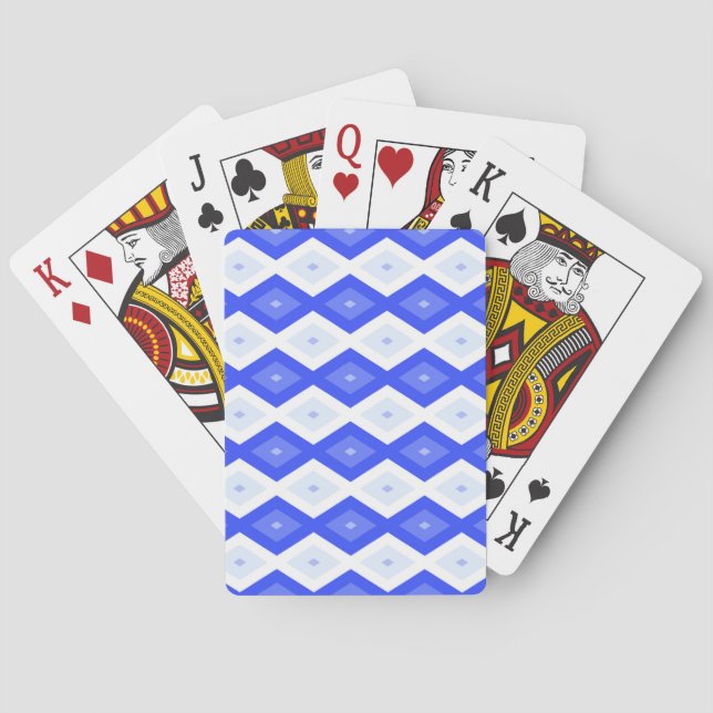 Royal blue diamond pattern poker cards (Back)