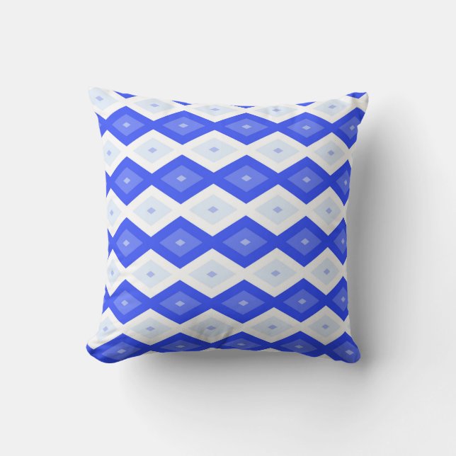 Royal blue diamond pattern throw pillow (Front)