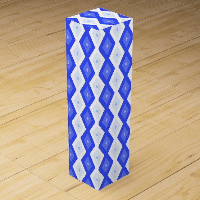 Royal blue diamond pattern wine box (Front)