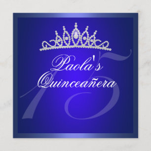 Royal Blue Diamond Quinceañera Tiara Invitation