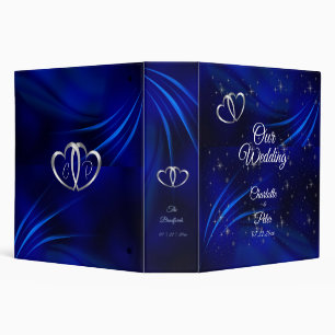 Royal Blue, Diamonds and Heart Wedding 3 Ring Binder