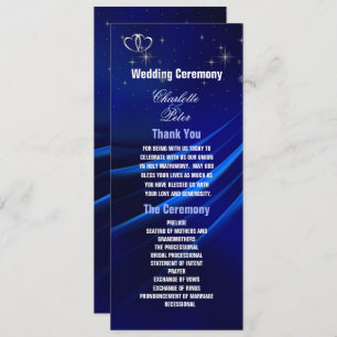 Royal Blue Diamonds/Hearts Wedding Program Card