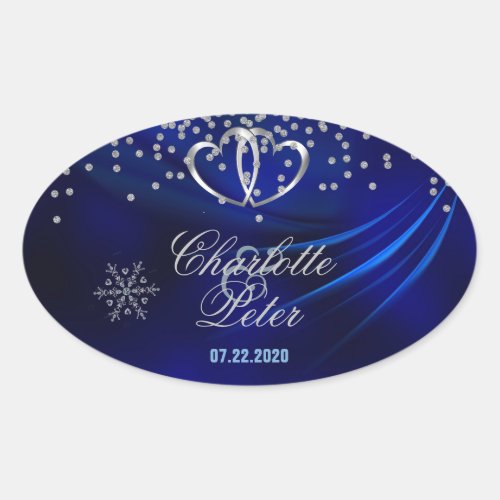 Royal Blue DiamondsHearts Wedding Stickers