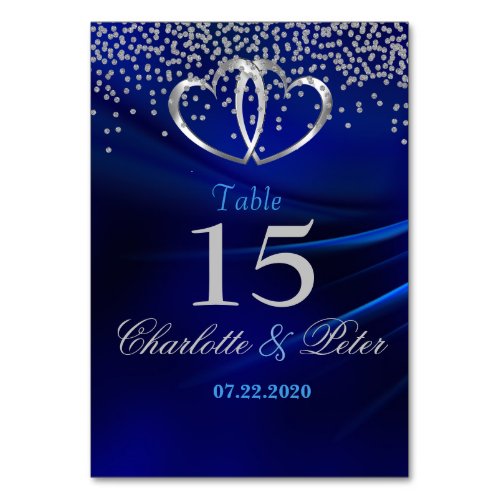 Royal Blue Diamonds  Hearts Wedding Table No Card