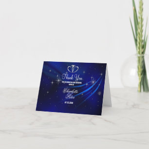 Royal Blue Diamonds/Hearts Wedding Thank You Card