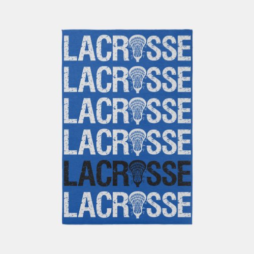 Royal Blue Distressed Lacrosse Word Rug