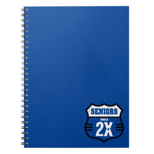 Royal Blue Distressed Seniors Road Sign Notebook