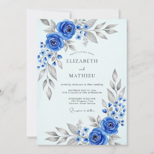 Royal Blue Divine Winter Wedding Invitation
