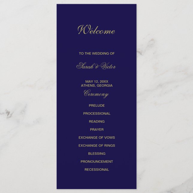 Royal Blue double side program card  (Front)