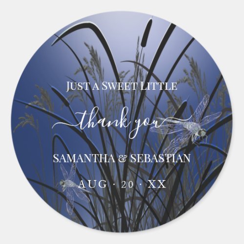 Royal Blue Dragonflies Thank You Classic Round Sticker