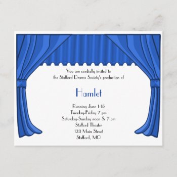 Royal Blue Drama And Theater Invitation by Lilleaf at Zazzle