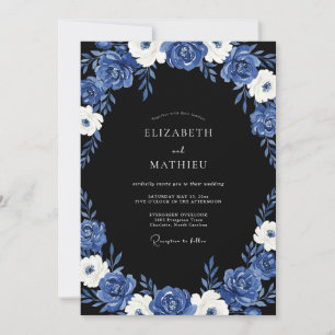 Royal Blue Dramatic Evening Wedding Invitation