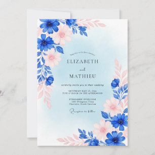 Royal Blue Dreamy Spring Wedding Invitation