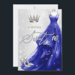 Royal Blue Dress Snowflakes Winter Sweet 16 Invitation<br><div class="desc">Silver Royal Blue Glitter Dress Snowflakes Winter Sweet 16 Invitation</div>
