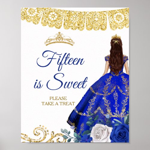 Royal Blue Dresses Floral Fifteen is Sweet Poster