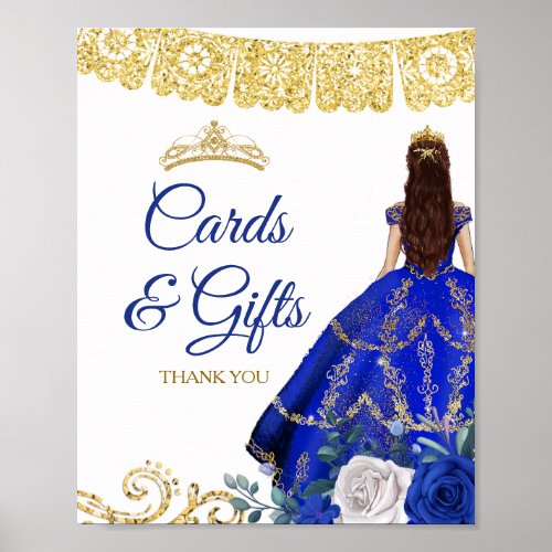 Royal Blue Dresses Quinceaera Cards  Gifts Poster