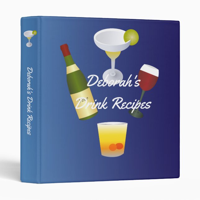 Royal Blue Drink Recipe 3 Ring Binder (Front/Spine)