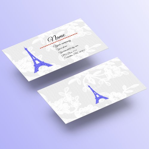 Royal Blue Eiffel Tower on Lace Business Card