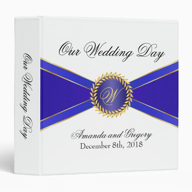 Royal Blue Elegance Monogram Binder (Front/Spine)