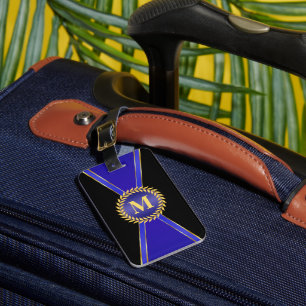 Royal Blue Elegance Monogram Luggage Tag