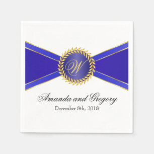 Royal Blue Elegance Monogram Paper Napkins