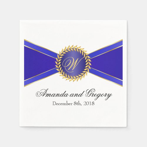 Royal Blue Elegance Monogram Paper Napkins