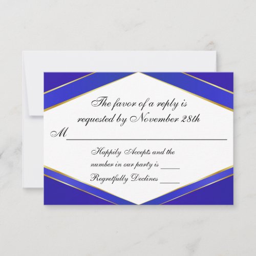 Royal Blue Elegance Monogram Response Card