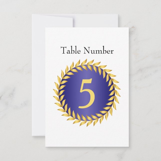 Royal Blue Elegance Monogram Table Number (Back)