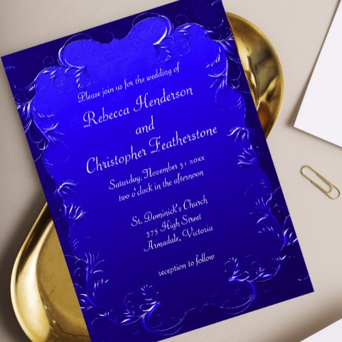 Royal Blue Elegance Wedding  Invitation