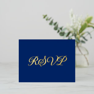 Royal Blue Elegant Co-Starring Foil RSVP Card