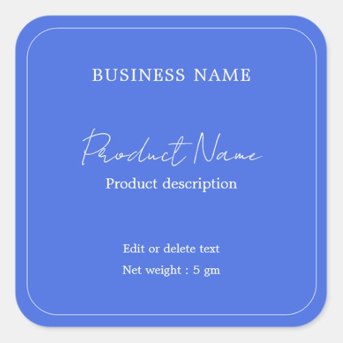 Royal Blue Elegant Modern Minimal Product Label