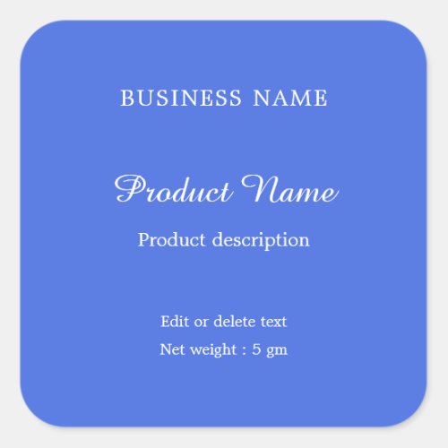 Royal Blue Elegant Modern Minimal Product Label