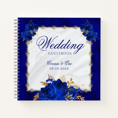 Royal Blue Elegant Wedding Budget Guest Book